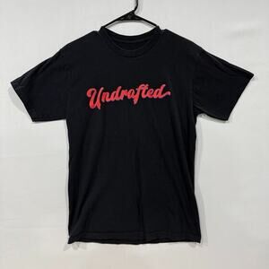 Undrafted T-Shirt‎ Mens Medium Black Red Graphic Tee 100% Cotton